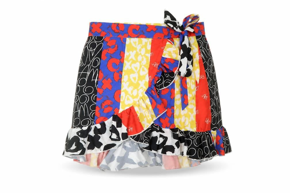 SheIn Womens Multicoloured Geometric Polyester Wrap Skirt Size S Tie