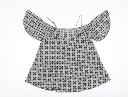 ASOS Womens Black Geometric Polyester Basic Blouse Size 10 V-Neck