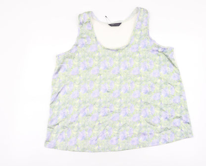 Marks & Spencer Womens Multicoloured Geometric Polyester Basic Blouse Size 14 Scoop Neck