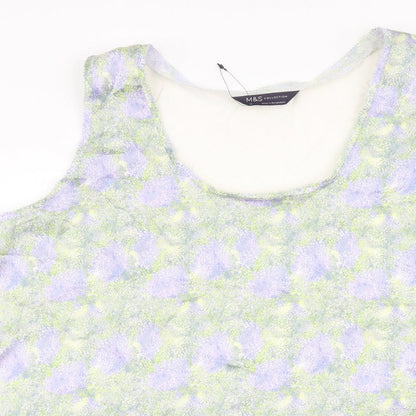 Marks & Spencer Womens Multicoloured Geometric Polyester Basic Blouse Size 14 Scoop Neck
