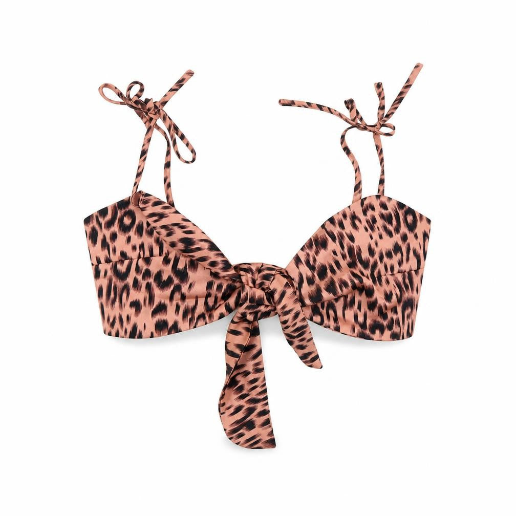 Missguided Womens Pink Animal Print Polyester Cropped Tank Size 8 V-Neck - Leopard Print
