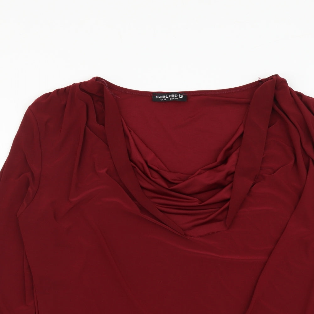 Select Womens Purple Polyester Basic T-Shirt Size 16 Round Neck