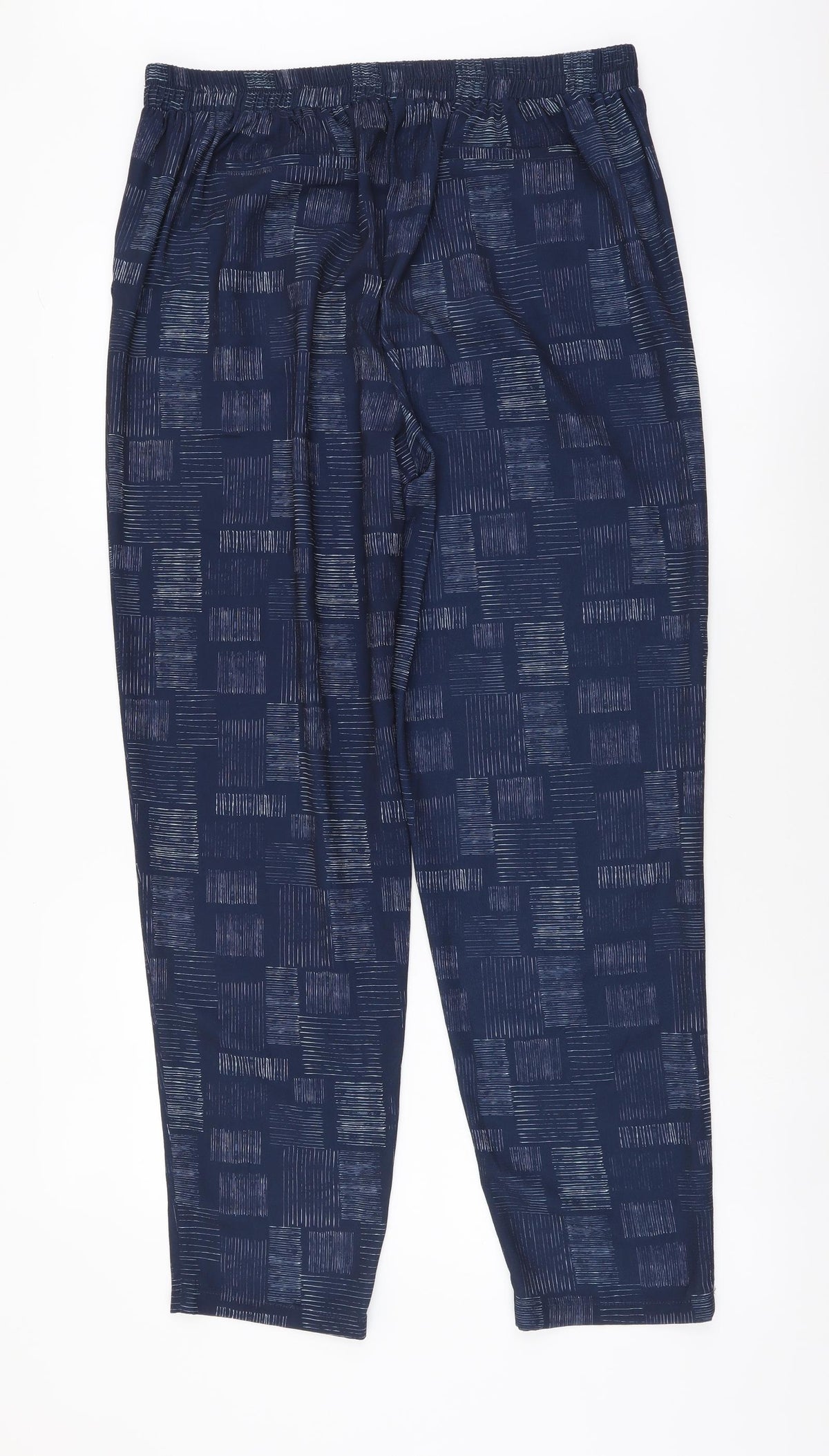 Viza Viz Womens Blue Geometric Polyester Trousers Size 12 L29 in Regular