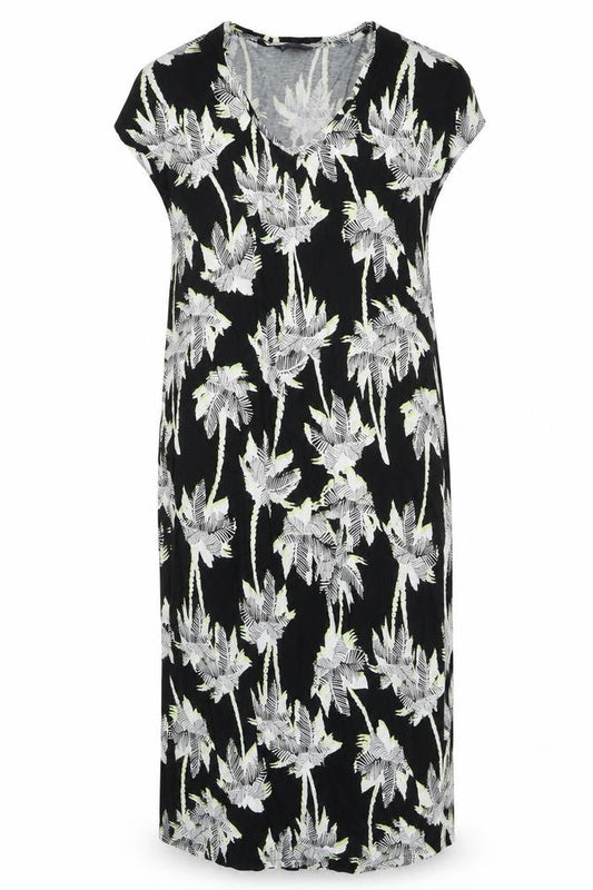 Marks & Spencer Womens Black Floral Viscose Sheath Size M Sweetheart Pullover
