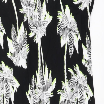 Marks & Spencer Womens Black Floral Viscose Sheath Size M Sweetheart Pullover