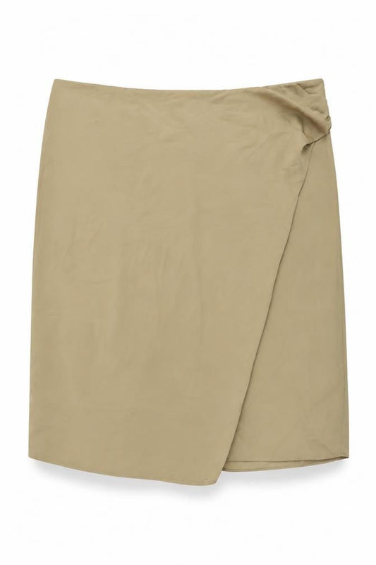 Marks & Spencer Womens Brown Polyester Wrap Skirt Size 22 Zip