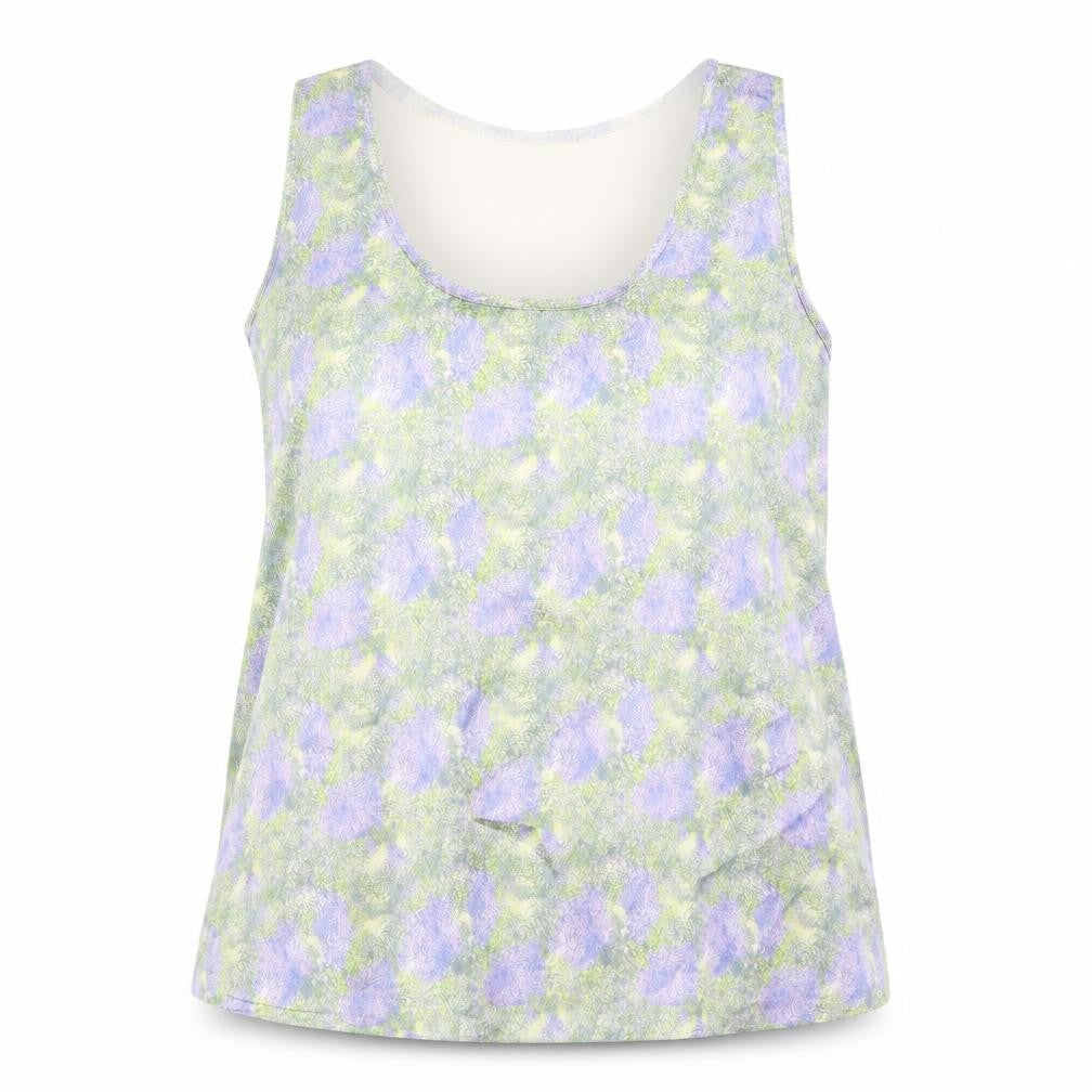 Marks & Spencer Womens Green Geometric Viscose Basic Tank Size 8 Round Neck