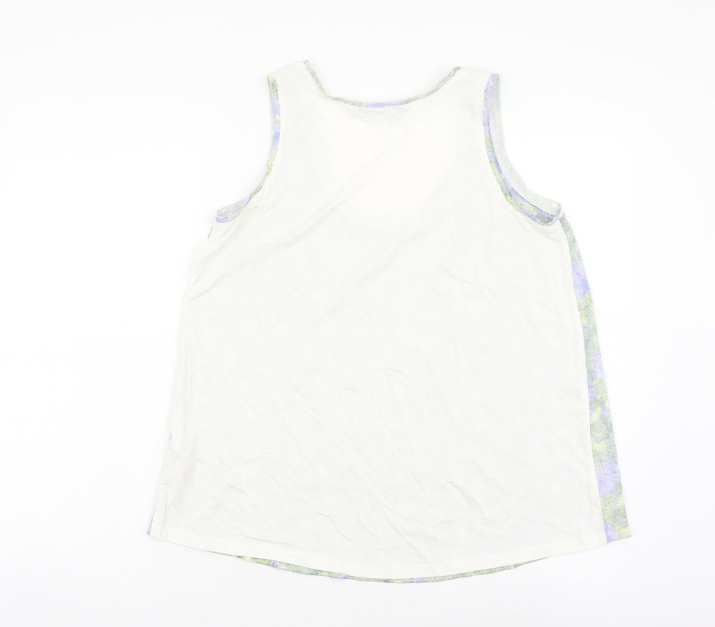 Marks and Spencer Womens Green Geometric Viscose Basic Tank Size 8 Round Neck