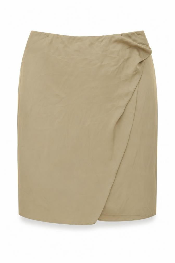 Marks & Spencer Womens Beige Polyester Wrap Skirt Size 20 Zip