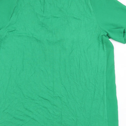 Preloved Papaya Womens Green Polyester Basic T-Shirt Size 10 V-Neck - Back