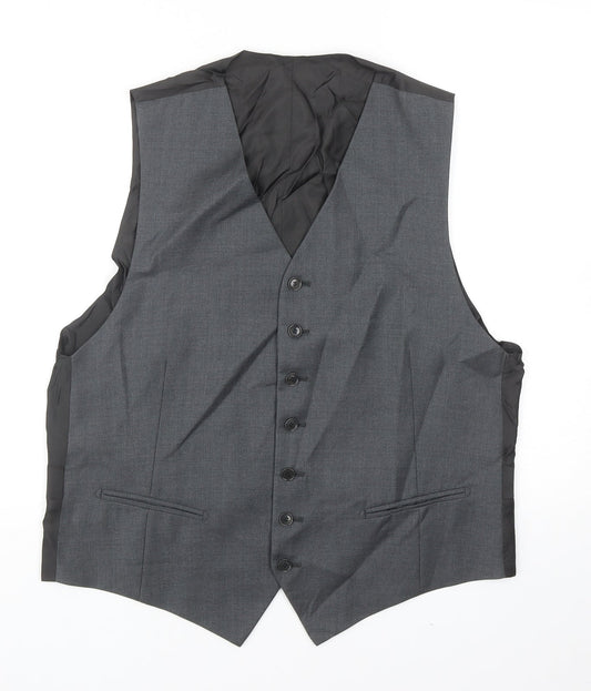 Preworn Mens Grey Polyester Jacket Suit Waistcoat Size 40
