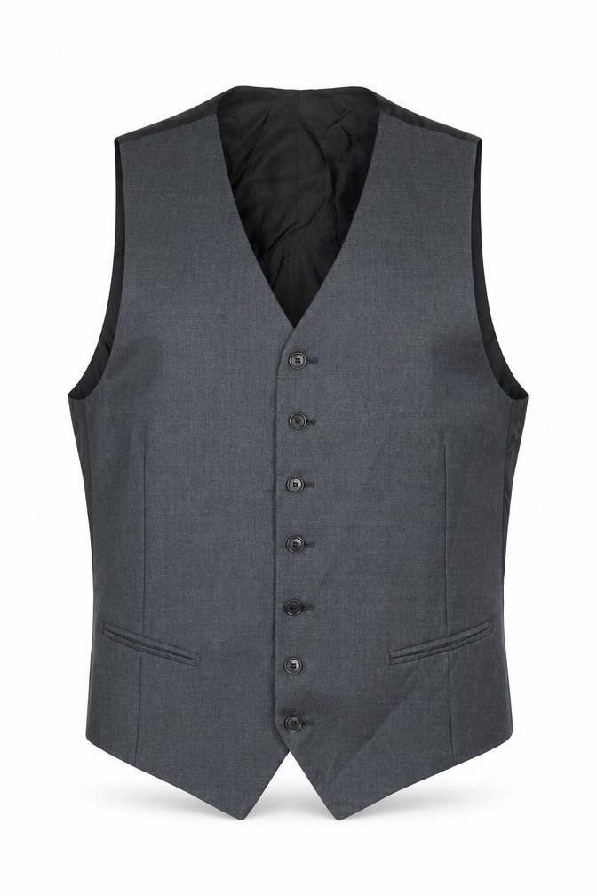 Preworn Mens Grey Polyester Jacket Suit Waistcoat Size 40