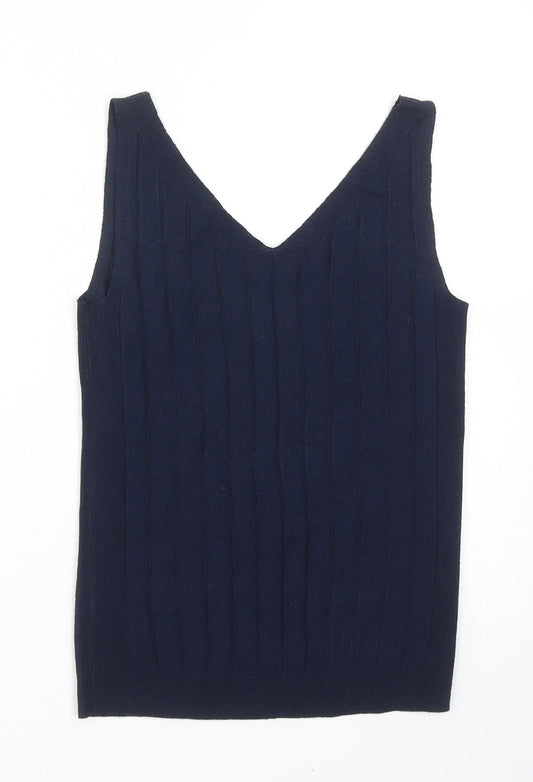 Marks and Spencer Womens Blue Polyester Basic Tank Size XS V-Neck
