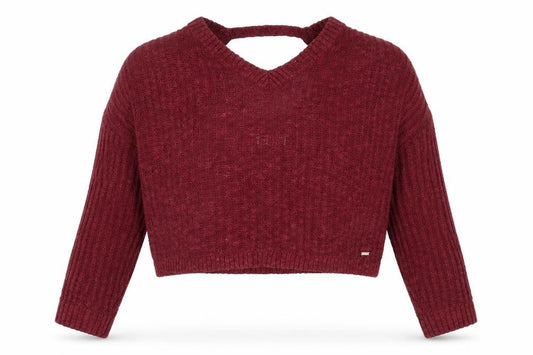 Hollister Womens Red V-Neck Cotton Pullover Jumper Size S - Cropped
