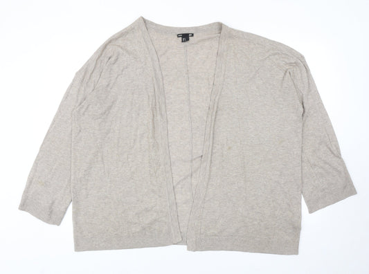 H&M Womens Beige Square Neck Cotton Cardigan Jumper Size M