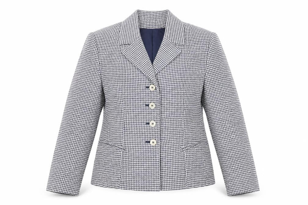 Pippa Dee Womens Blue Houndstooth Nylon Jacket Suit Jacket Size 12