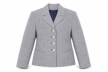 Pippa Dee Womens Blue Houndstooth Nylon Jacket Suit Jacket Size 12