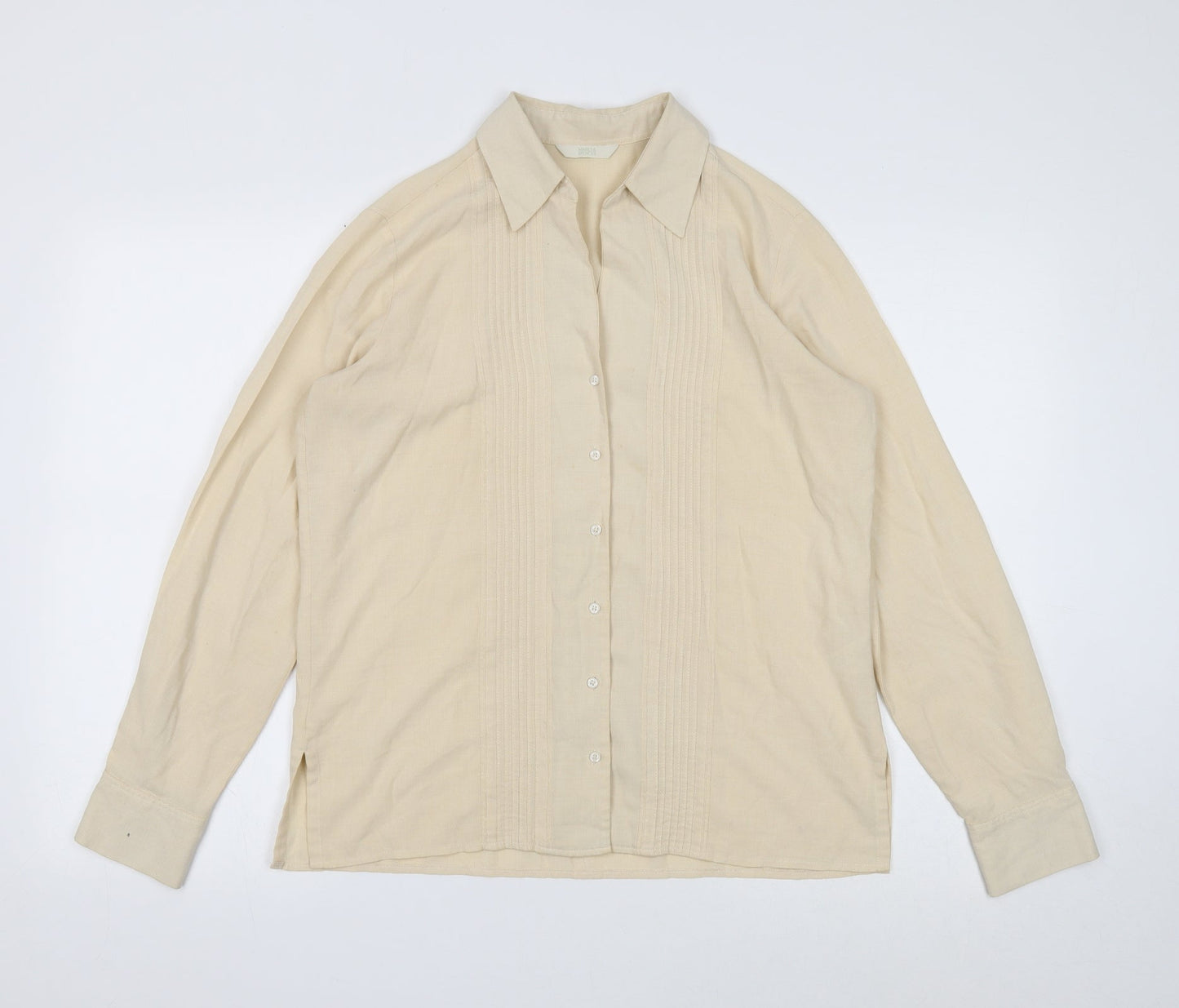 Marks and Spencer Womens Ivory Viscose Basic Button-Up Size 12 Collared