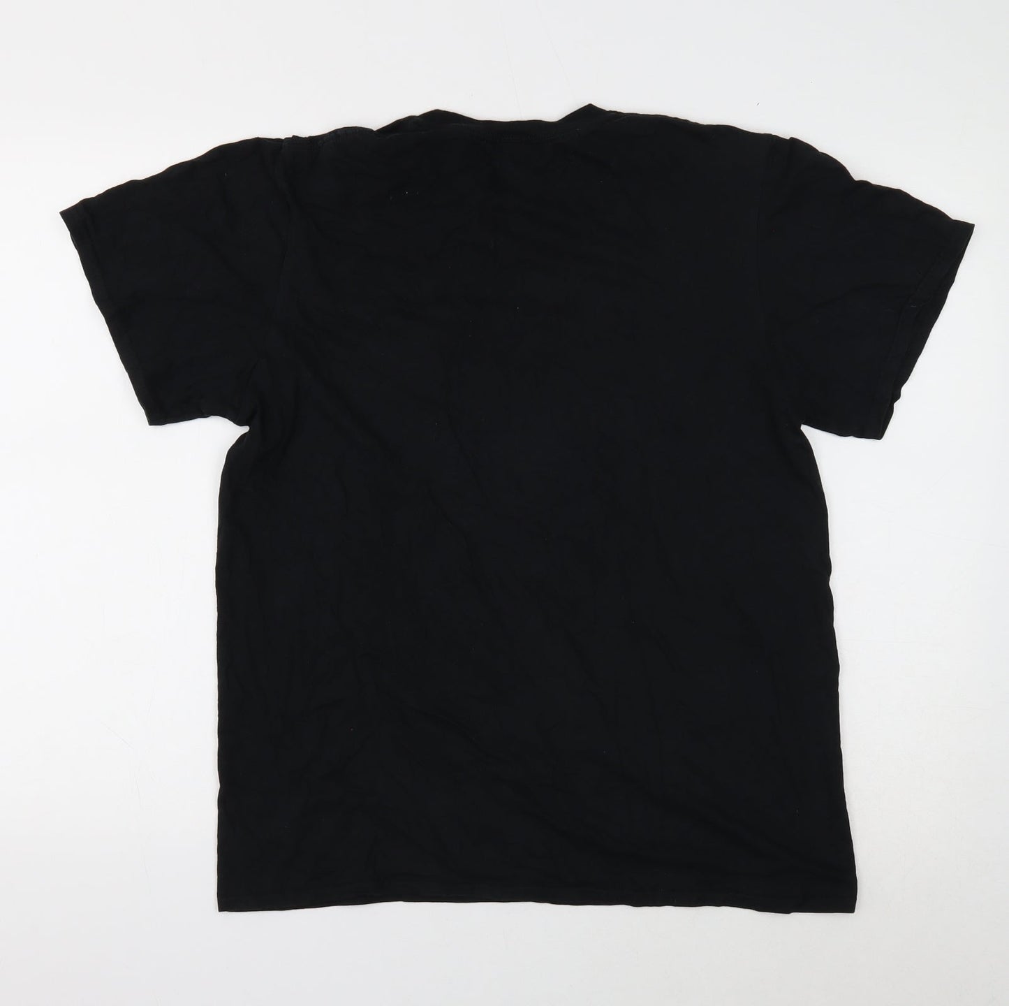 Gildan Womens Black Cotton Basic T-Shirt Size M Round Neck