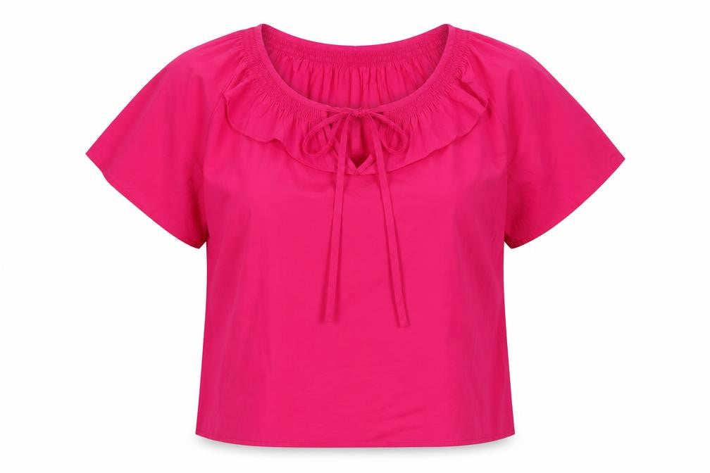 Marks & Spencer Womens Pink Cotton Basic T-Shirt Size 6 Round Neck