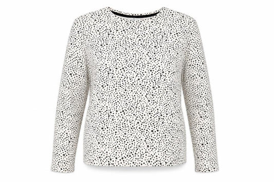 Tu Womens White Round Neck Polka Dot Cotton Pullover Jumper Size 10