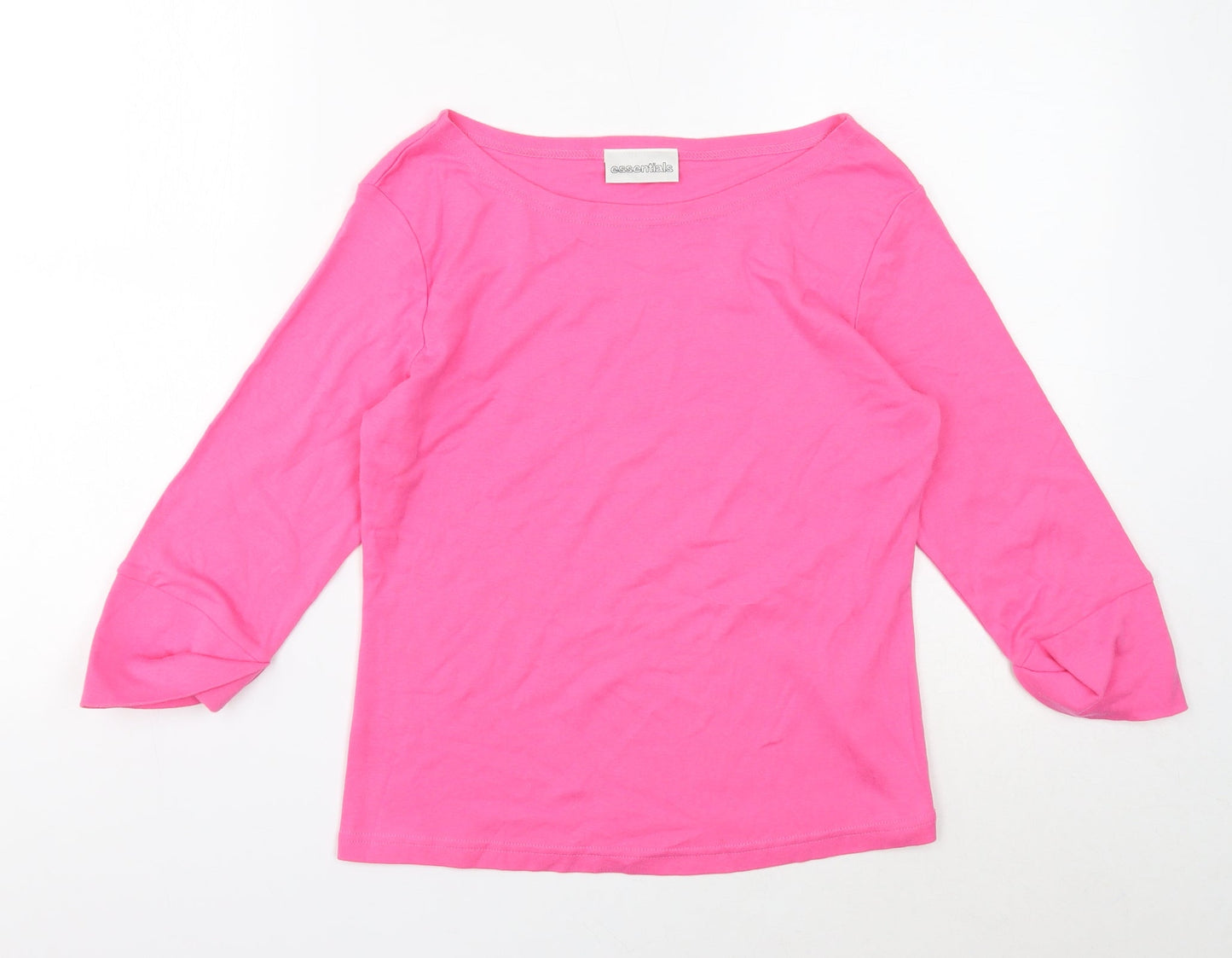 Essentials Womens Pink Round Neck Cotton Pullover Jumper Size 14
