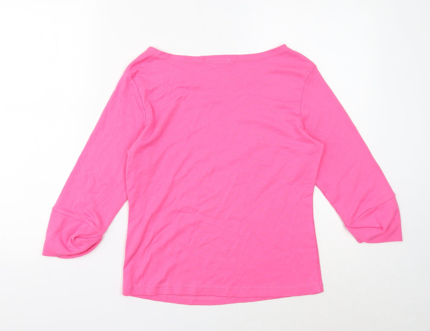 Essentials Womens Pink Round Neck Cotton Pullover Jumper Size 14