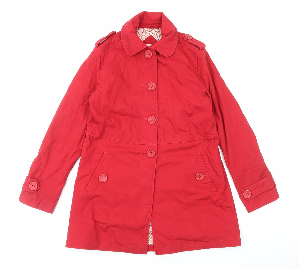 Moto Womens Red Pea Coat Coat Size 12 Button