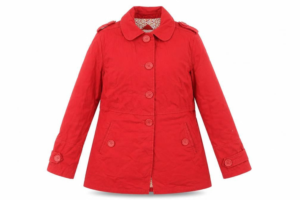 Moto Womens Red Pea Coat Coat Size 12 Button