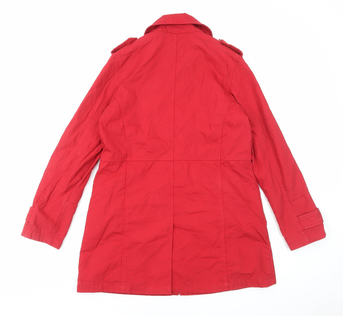 Moto Womens Red Pea Coat Coat Size 12 Button