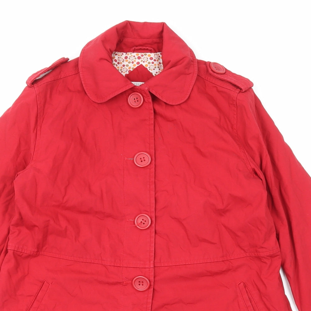 Moto Womens Red Pea Coat Coat Size 12 Button