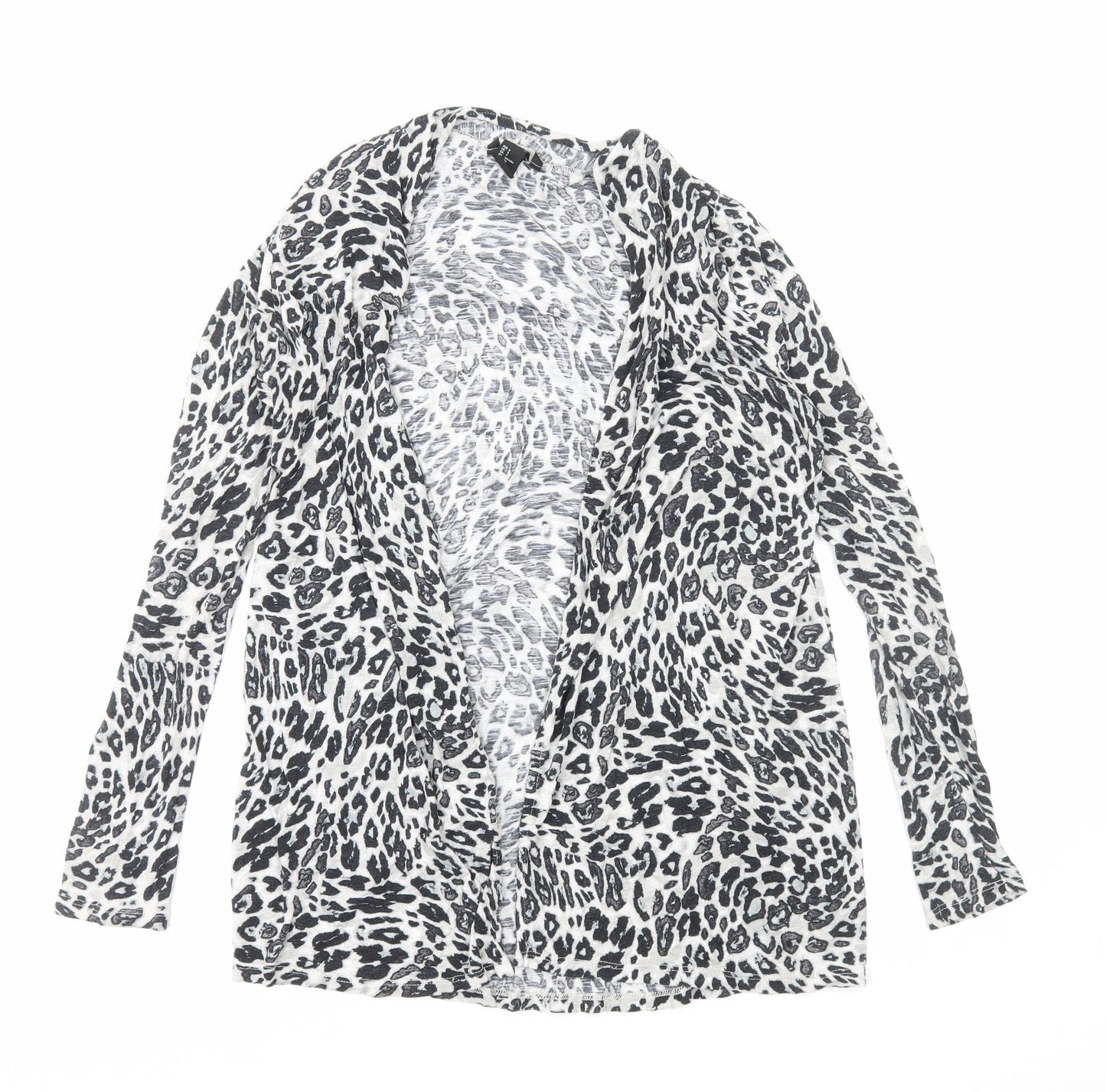 H&M Womens Grey V-Neck Animal Print Viscose Cardigan Jumper Size S