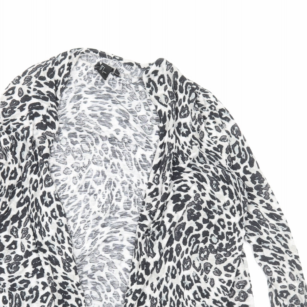 H&M Womens Grey V-Neck Animal Print Viscose Cardigan Jumper Size S