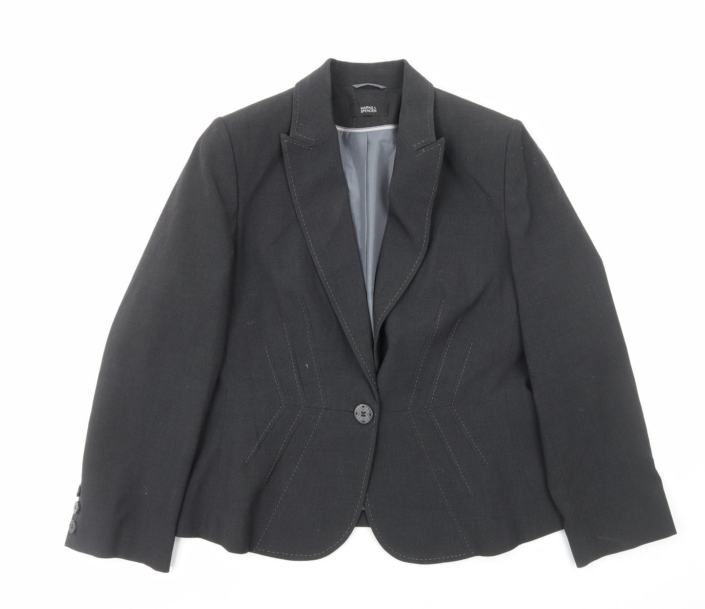 Marks and Spencer Womens Grey Polyester Jacket Suit Jacket Size M