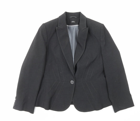 Marks and Spencer Womens Grey Polyester Jacket Suit Jacket Size M