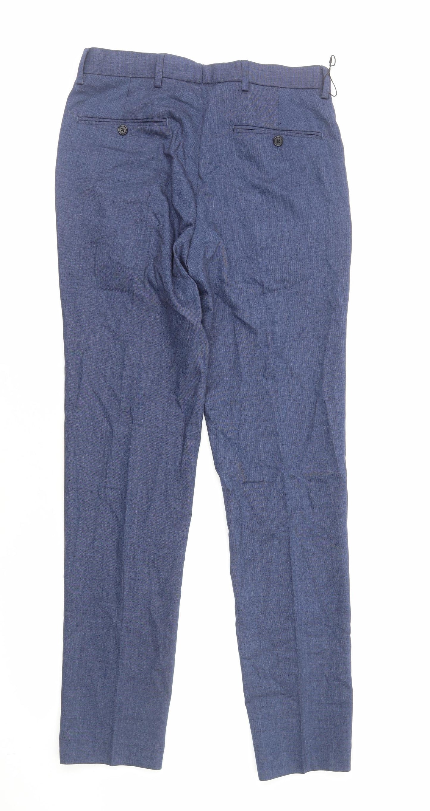 Marks and Spencer Mens Blue Polyester Tuxedo Suit Trousers Size S