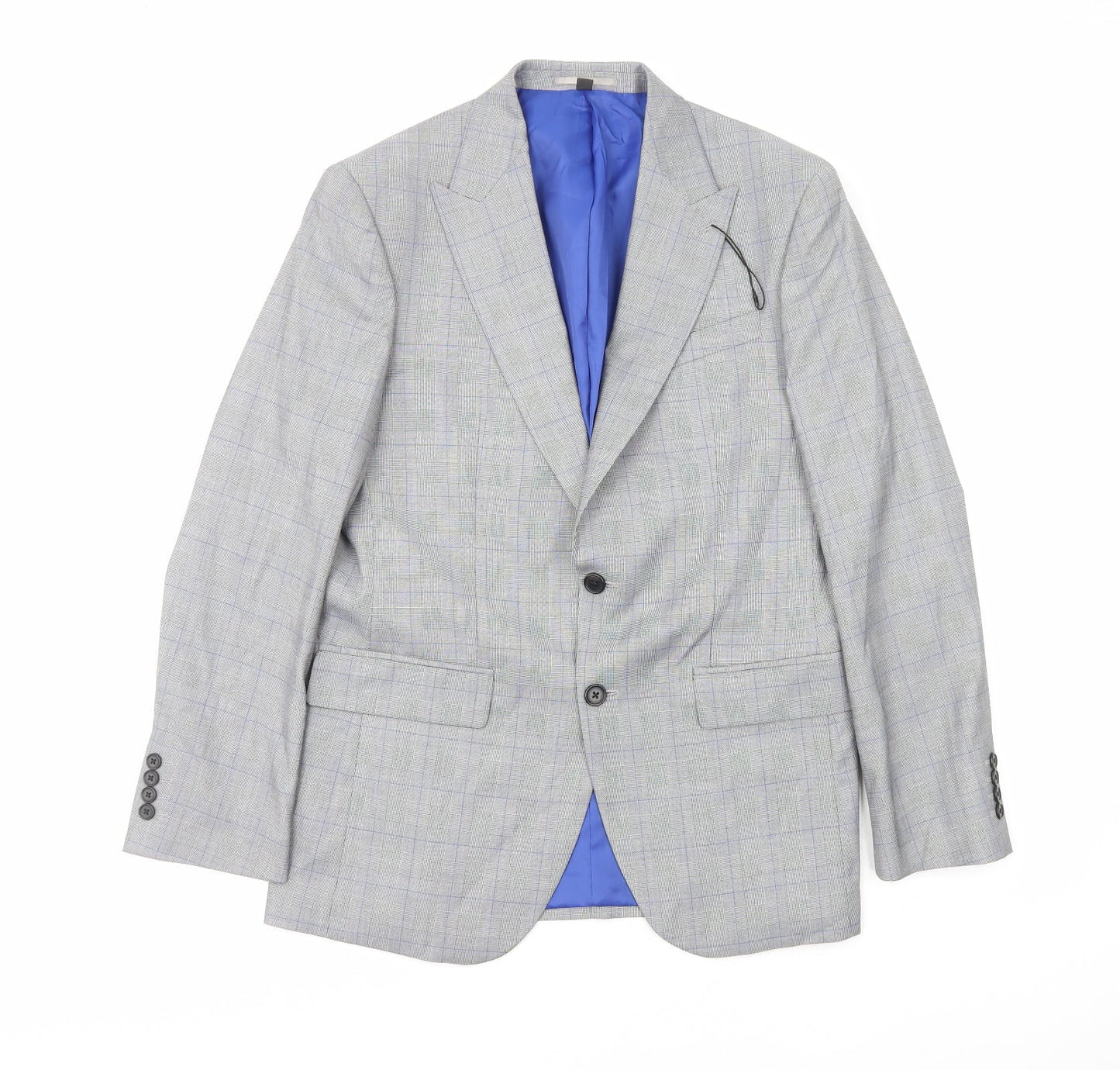 Marks and Spencer Mens Grey Plaid Polyester Jacket Blazer Size S