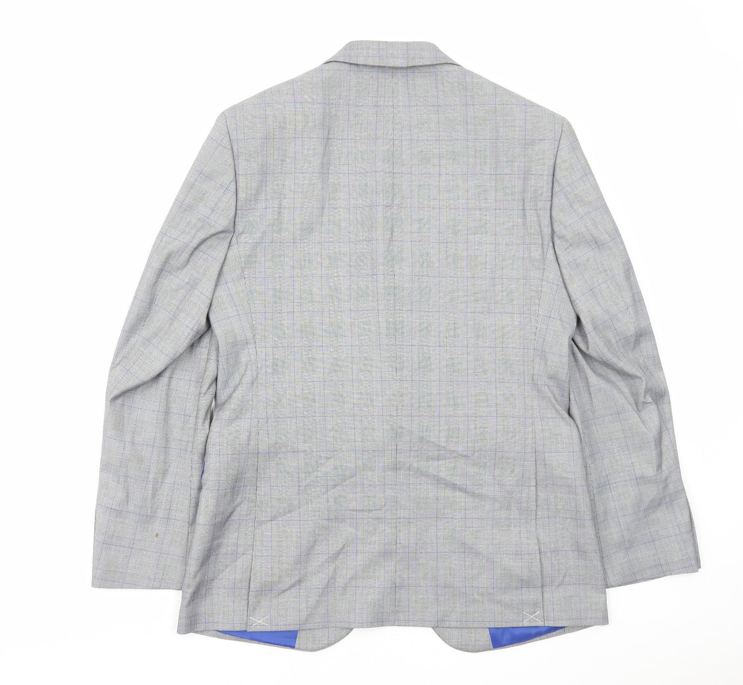 Marks and Spencer Mens Grey Plaid Polyester Jacket Blazer Size S