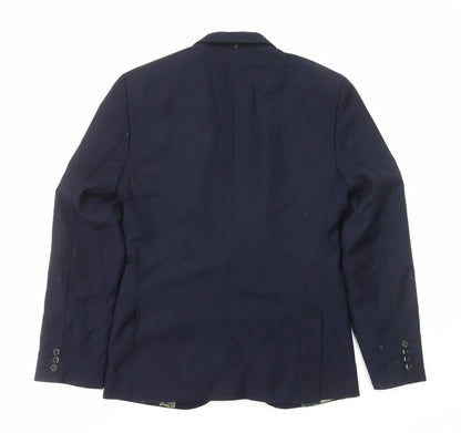 Preworn Mens Blue Polyester Jacket Blazer Size S