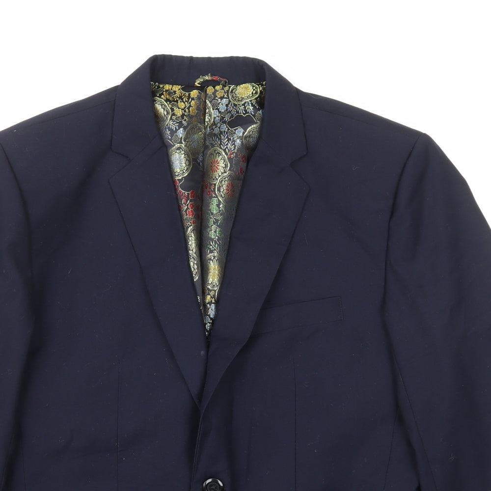 Preworn Mens Blue Polyester Jacket Blazer Size S