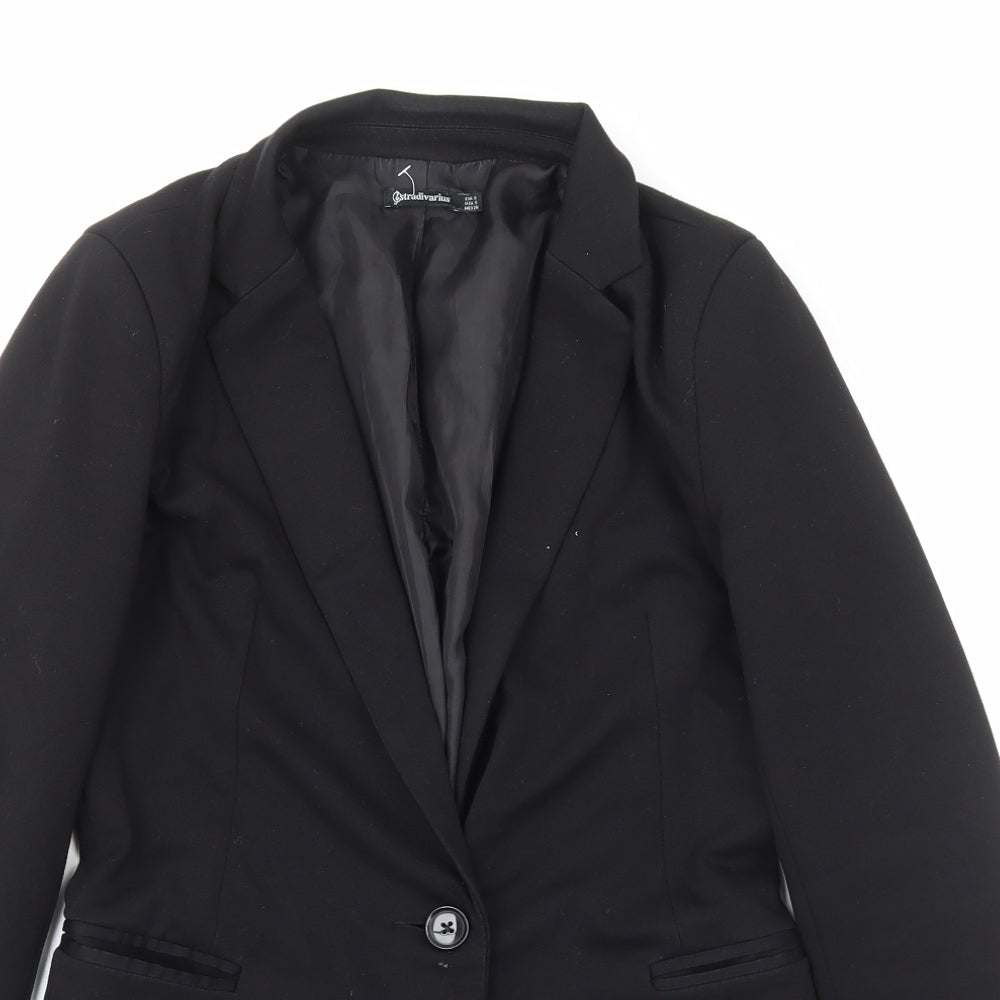 Stradivarius Womens Black Polyester Jacket Suit Jacket Size S