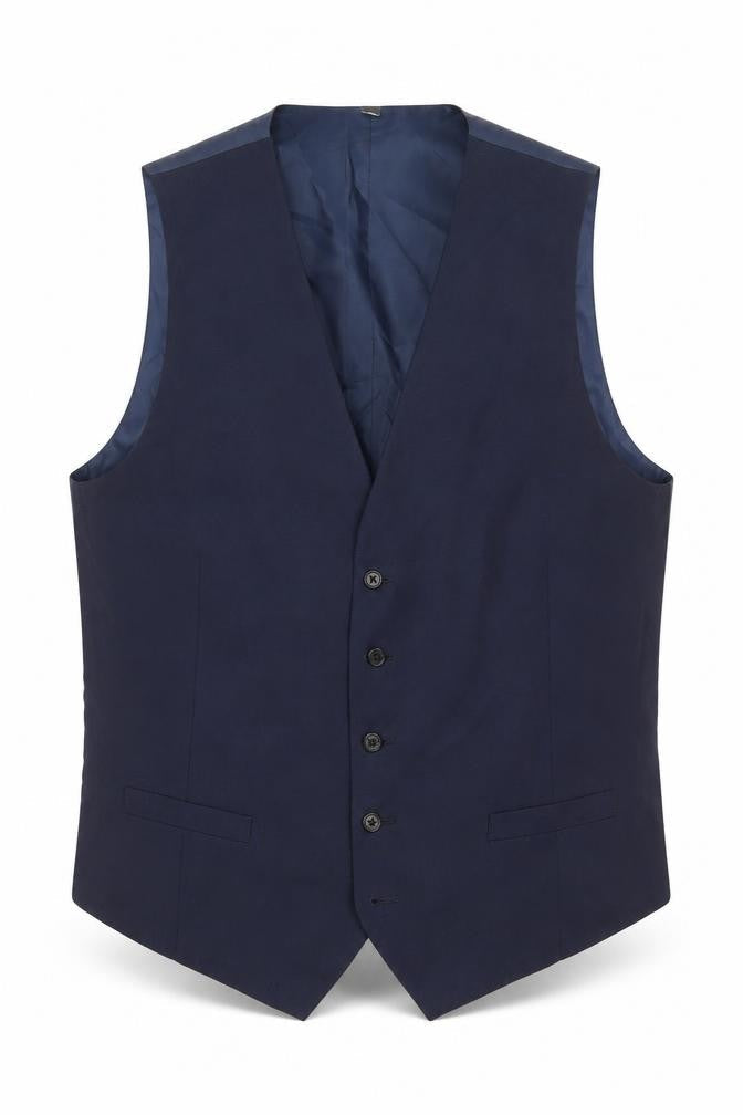Marks & Spencer Mens Blue Polyester Jacket Suit Waistcoat Size L