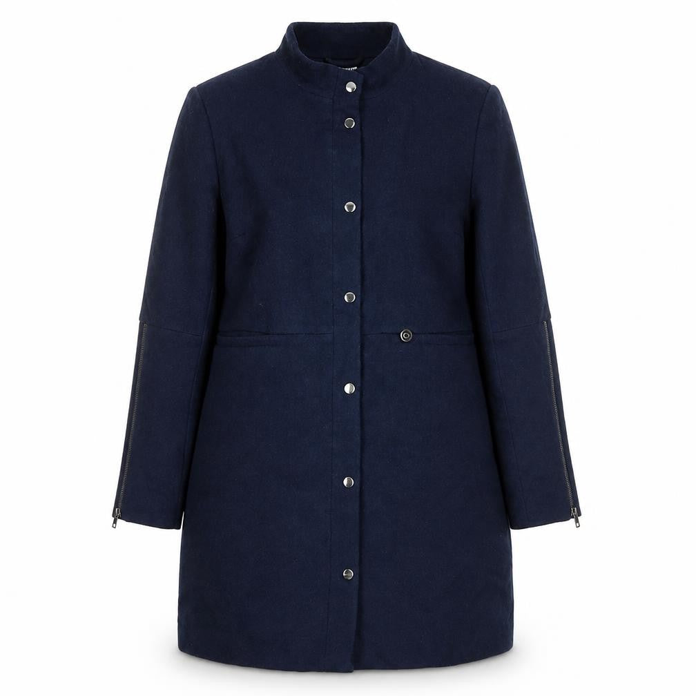 Saint Tropez Womens Blue Overcoat Coat Size XL Zip