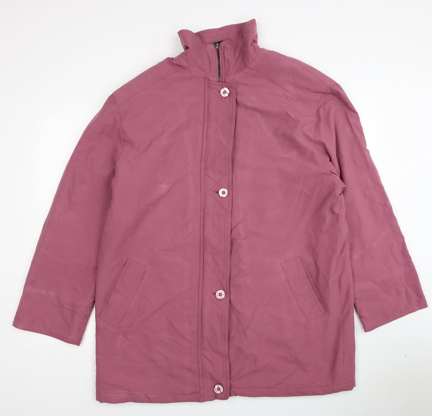 Bonmarché Womens Pink Overcoat Coat Size M Zip
