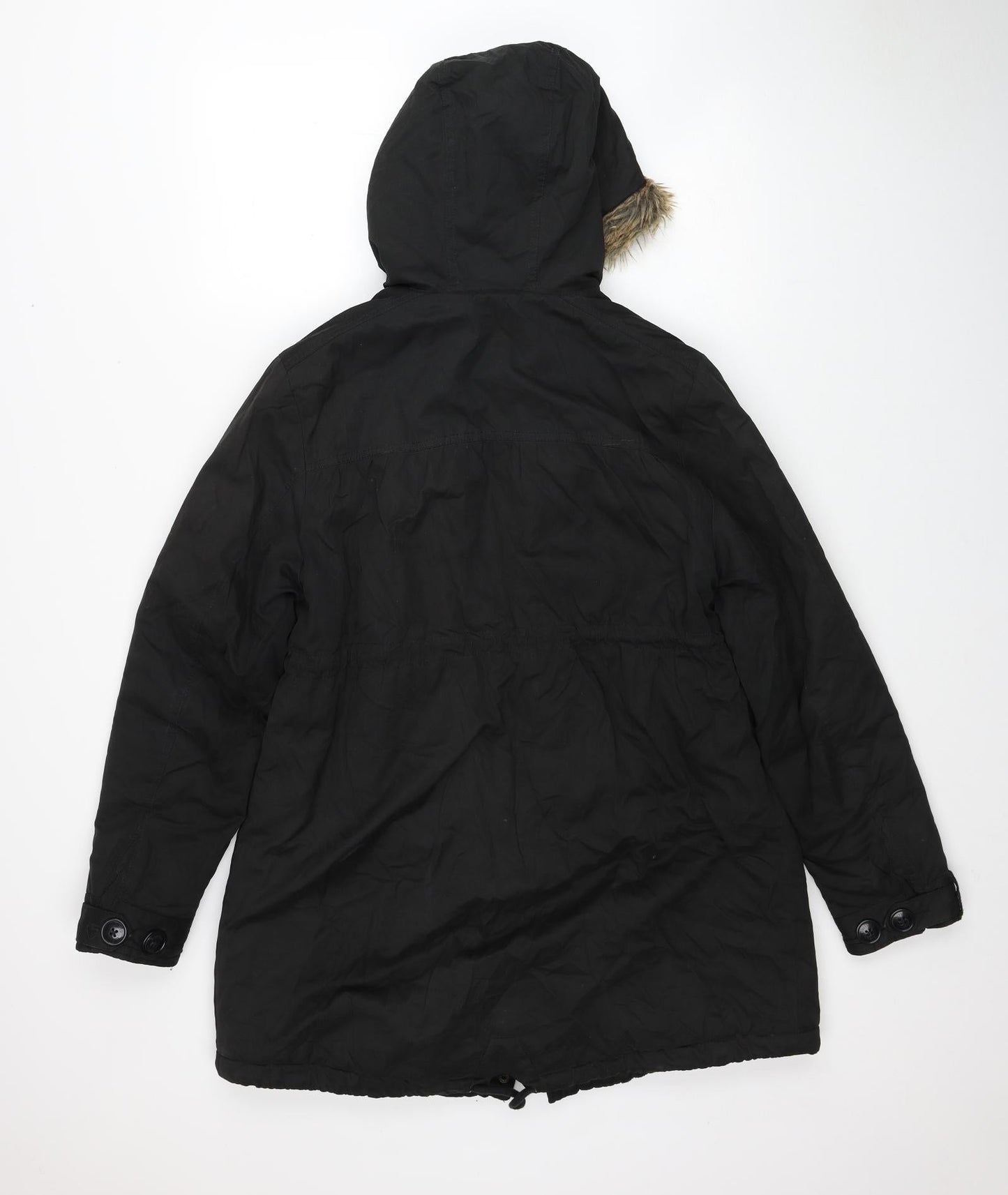 Colline Womens Black Parka Coat Size 10 Zip