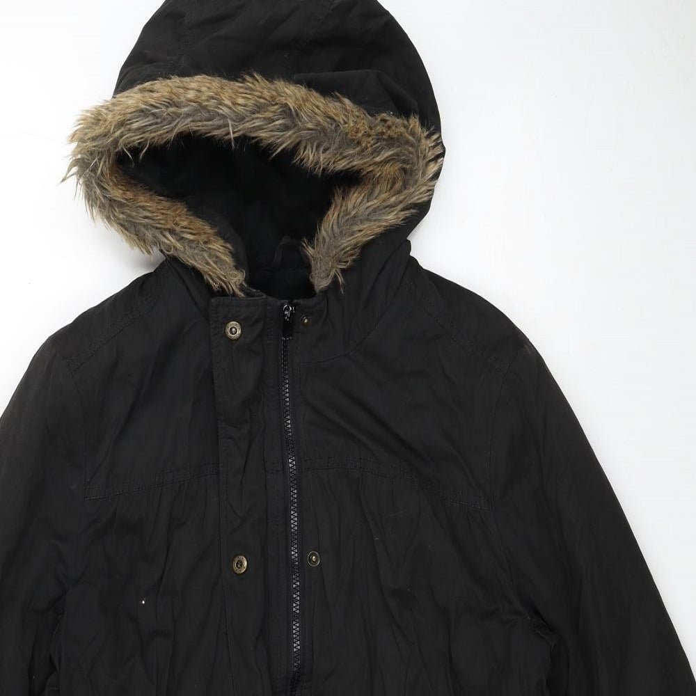 Colline Womens Black Parka Coat Size 10 Zip