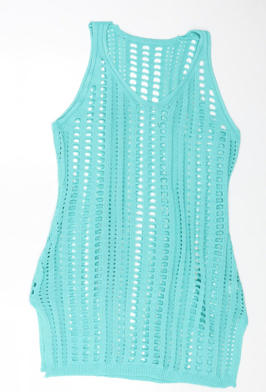 Preworn Womens Blue Acrylic Tank Dress Size M Scoop Neck Pullover
