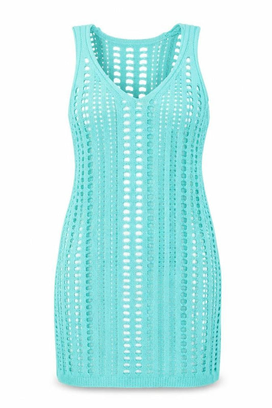 Womens Blue Acrylic Tank Dress Size M Scoop Neck Pullover
