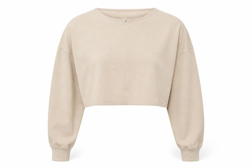 Missguided Womens Beige Cotton Pullover Sweatshirt Size 12 Zip
