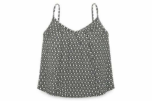 H&M Womens Beige Geometric Cotton Camisole Blouse Size S V-Neck